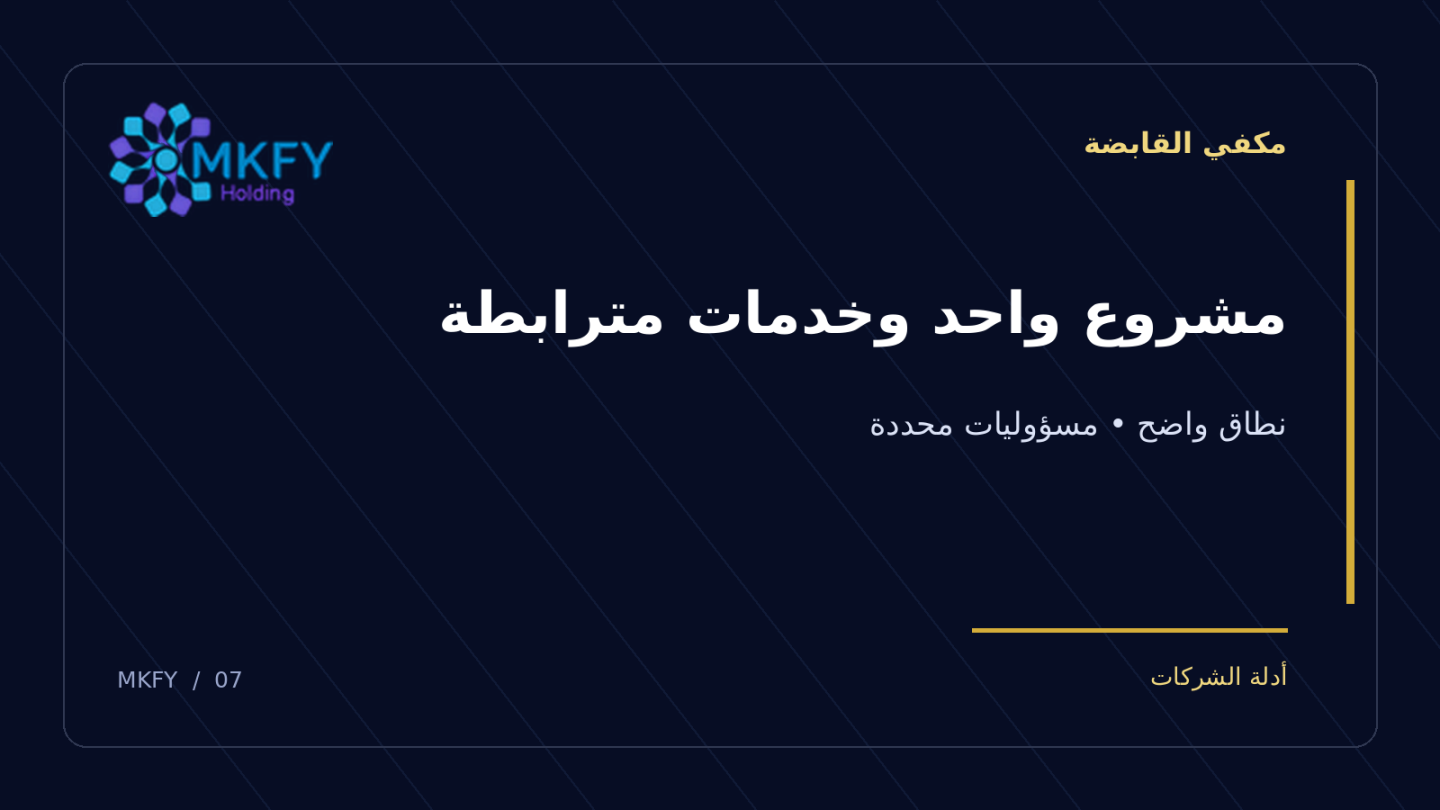 بنر مكفي القابضة بعنوان مشروع واحد وخدمات مترابطة